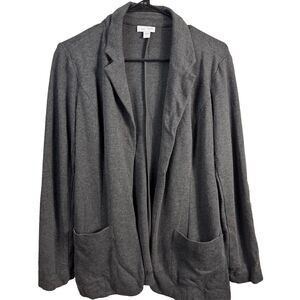 J. JILL Ponte‎ Open Front Knit Jacket Blazer Cardigan Gray Small S Career EUC